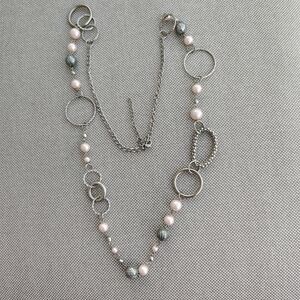 Elegant Silver and Pink Pearl Necklace